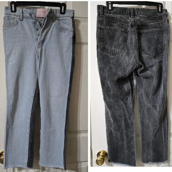 Revice Ex Boyfriend Two-Toned Straight Leg Ankle Jeans, Raw Hem, Size 26, EUC! - Picture 2 of 14
